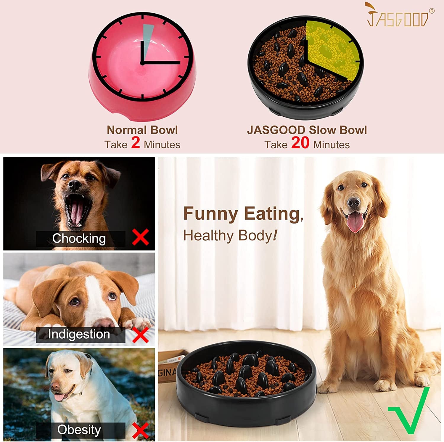 Slow Dog Bowl for Large Dogs - Fun Anti-Gulping Feeder to Stop Bloat - Big Pet Bowl for Slow Eating