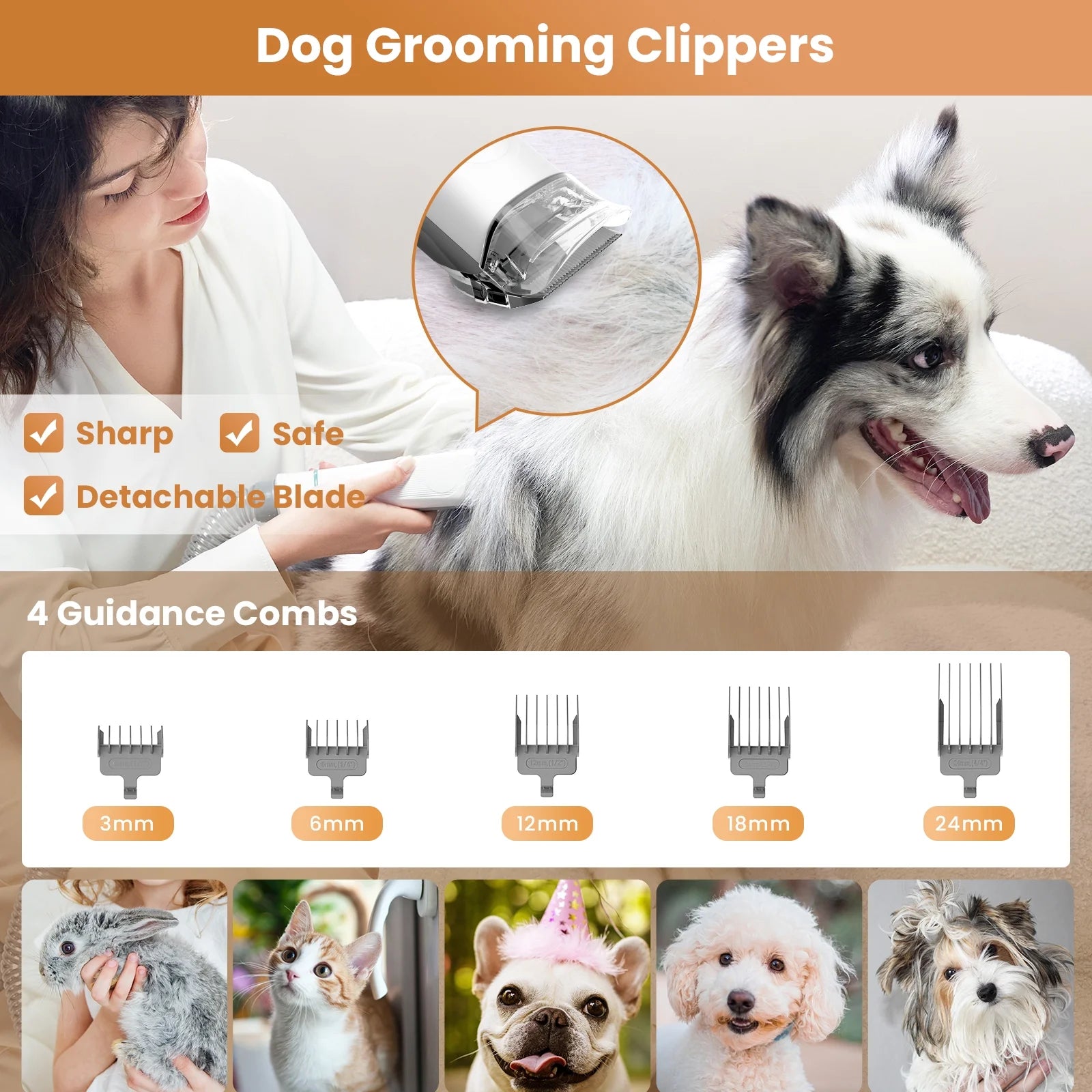 Pet Grooming Kit & Dog Hair Vacuum, Dog Grooming Kit Suction 99% Pet Hair, Large Dust Cup Pet Hair Vacuum with Clipper for Dogs, 5 Pet Grooming Tools for Shedding Pet Hair