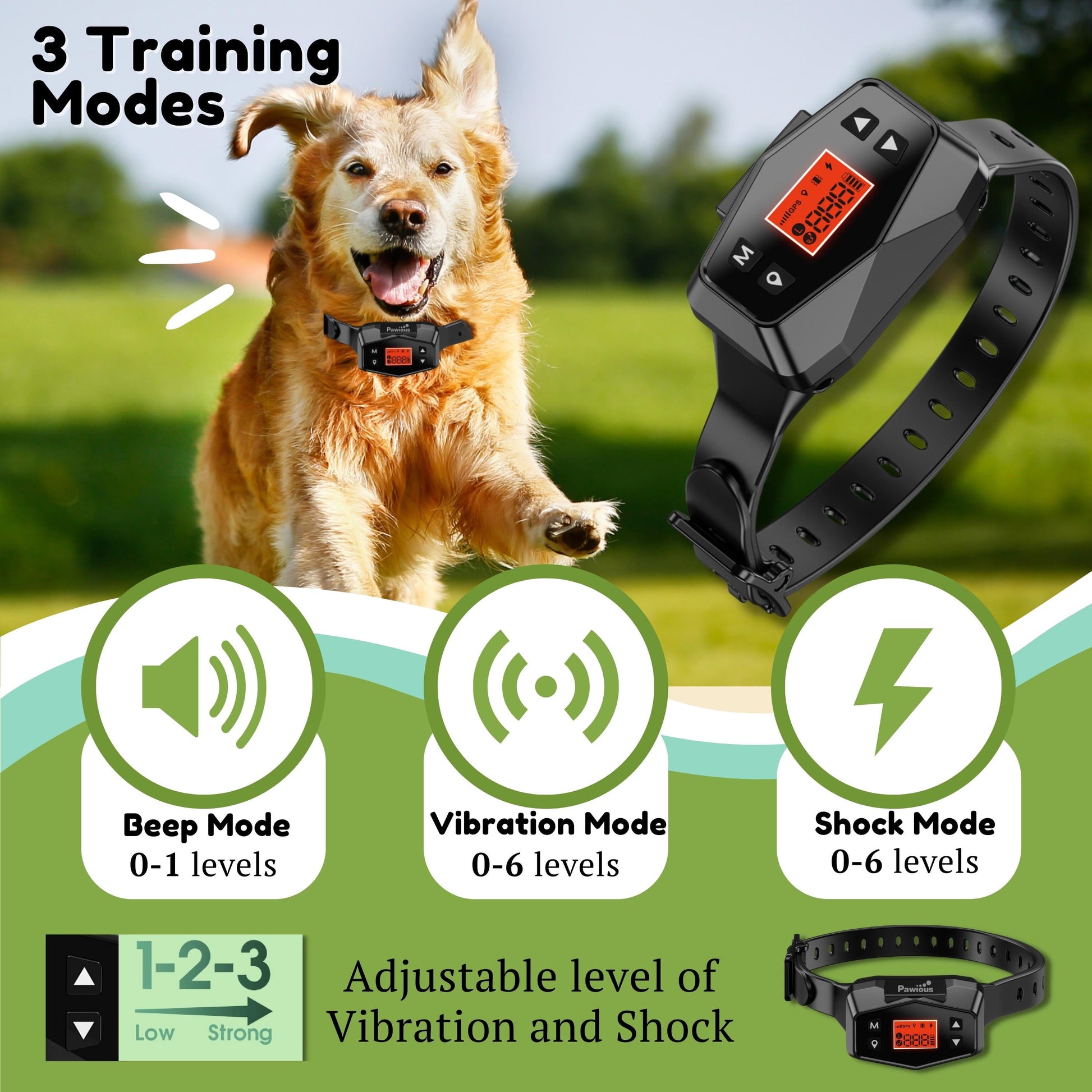 GPS Dog Fence - Wireless Fence for Dogs, from 33 up to 1000 Yards Coverage Area