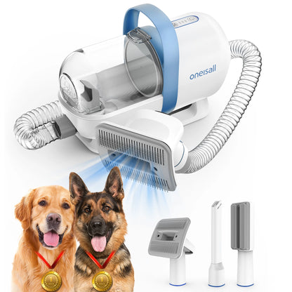 LM5 Dog Grooming Vacuum for Shedding, 5 in 1 Low Noise Dog Hair Vacuum Groomer Dog Grooming Kit with 4 Pet Grooming Vacuum Tools & 1.5 L Dust Cup, Pet Vacuum for Dogs Cats Pet Hair, Blue