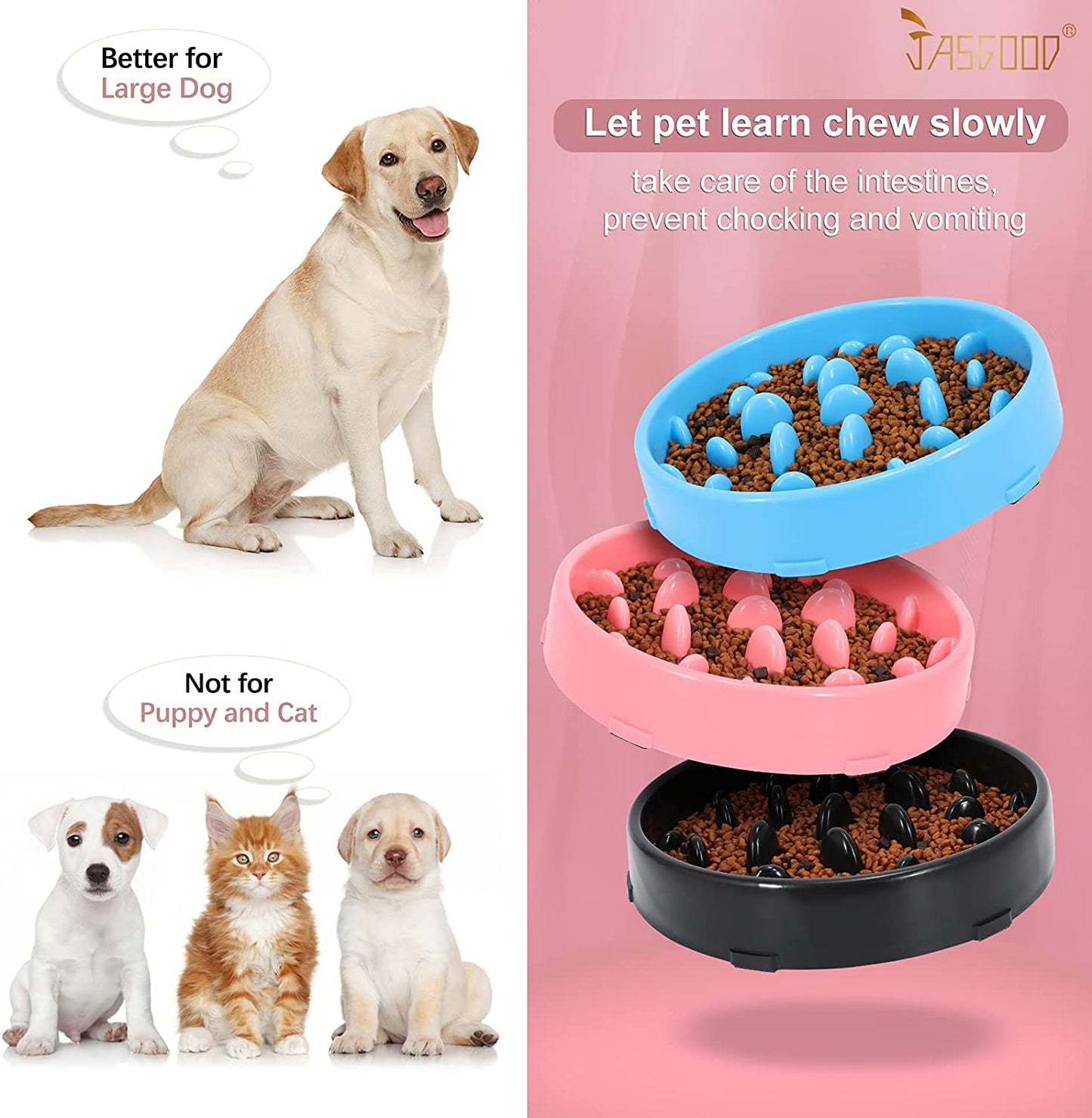 Slow Dog Bowl for Large Dogs - Fun Anti-Gulping Feeder to Stop Bloat - Big Pet Bowl for Slow Eating