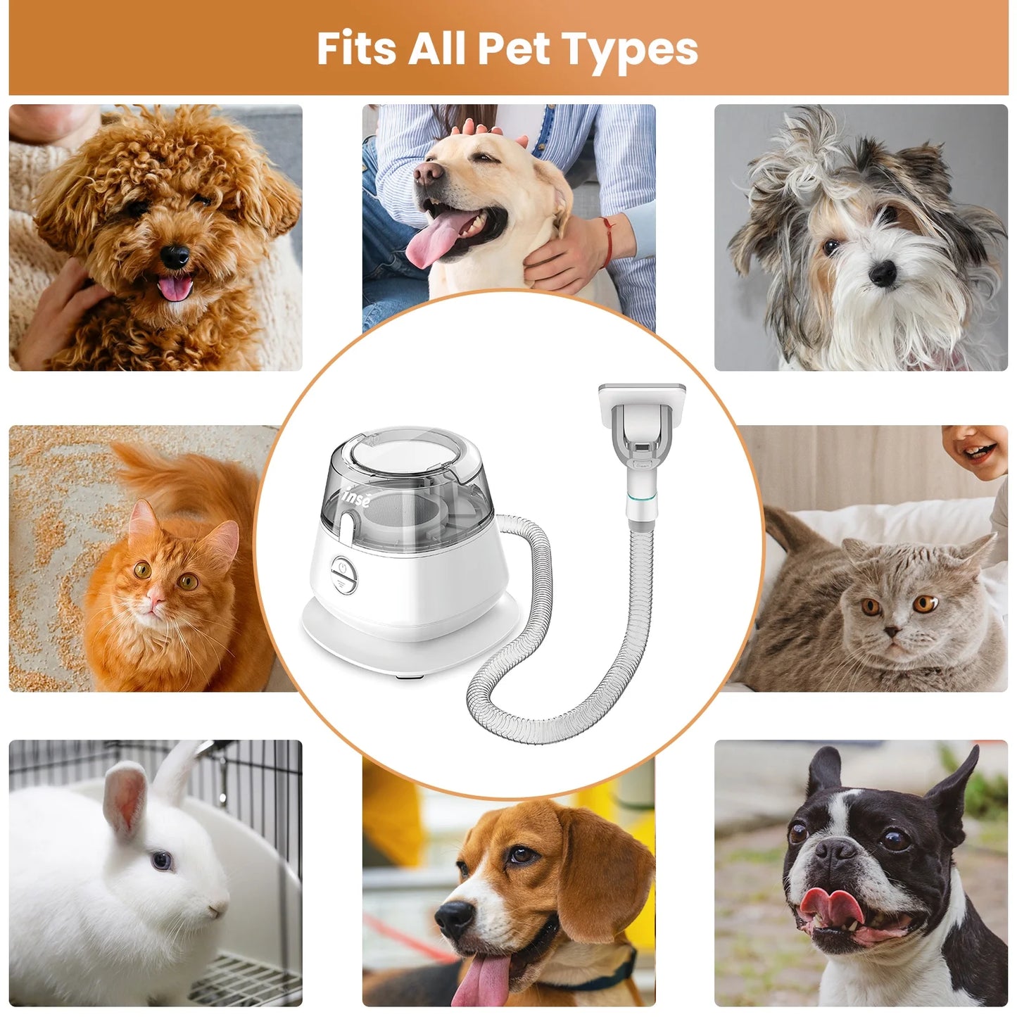 Pet Grooming Kit & Dog Hair Vacuum, Dog Grooming Kit Suction 99% Pet Hair, Large Dust Cup Pet Hair Vacuum with Clipper for Dogs, 5 Pet Grooming Tools for Shedding Pet Hair