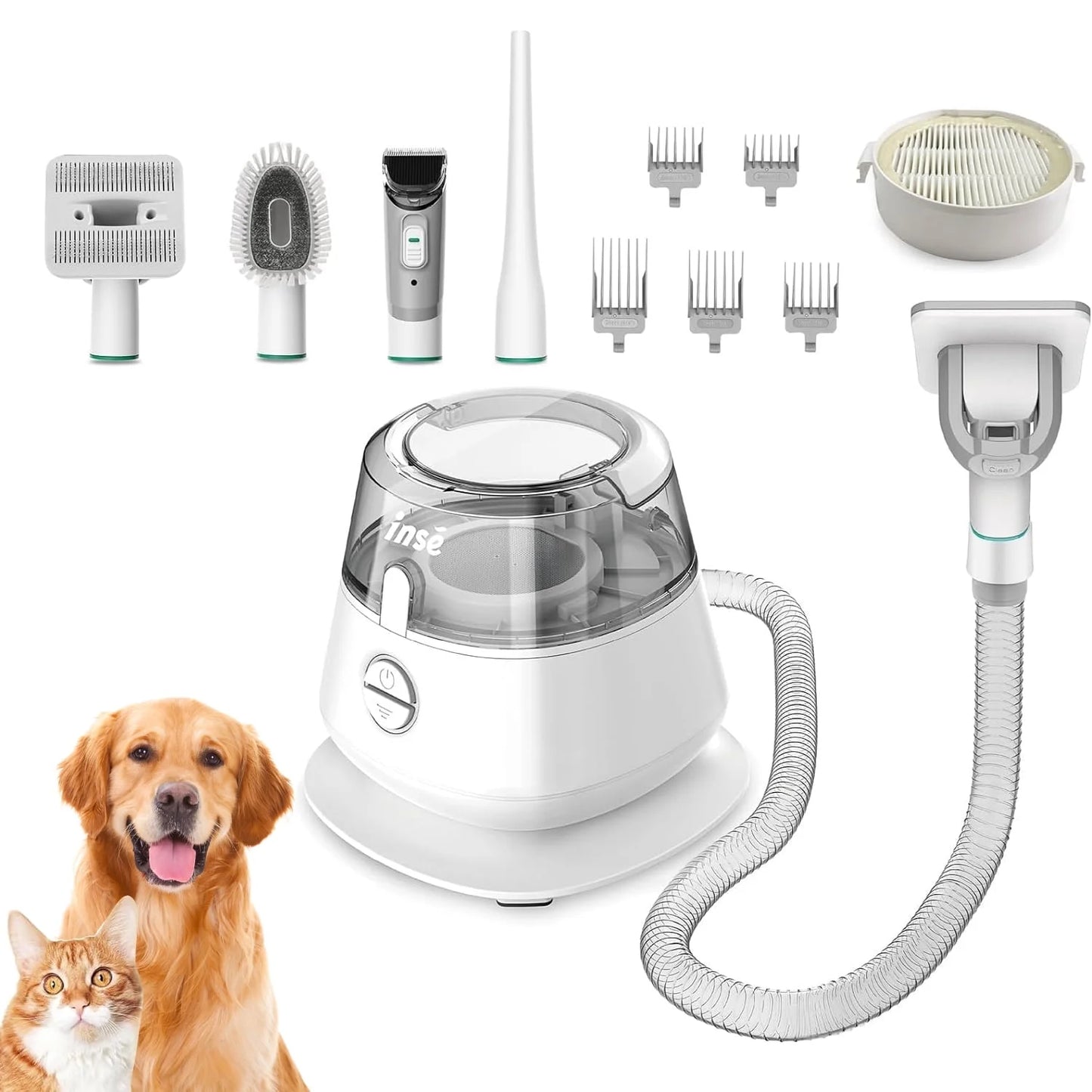 Pet Grooming Kit & Dog Hair Vacuum, Dog Grooming Kit Suction 99% Pet Hair, Large Dust Cup Pet Hair Vacuum with Clipper for Dogs, 5 Pet Grooming Tools for Shedding Pet Hair