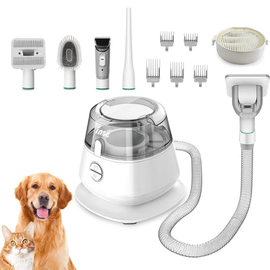 Pet Grooming Kit & Dog Hair Vacuum, Dog Grooming Kit Suction 99% Pet Hair, Large Dust Cup Pet Hair Vacuum with Clipper for Dogs, 5 Pet Grooming Tools for Shedding Pet Hair