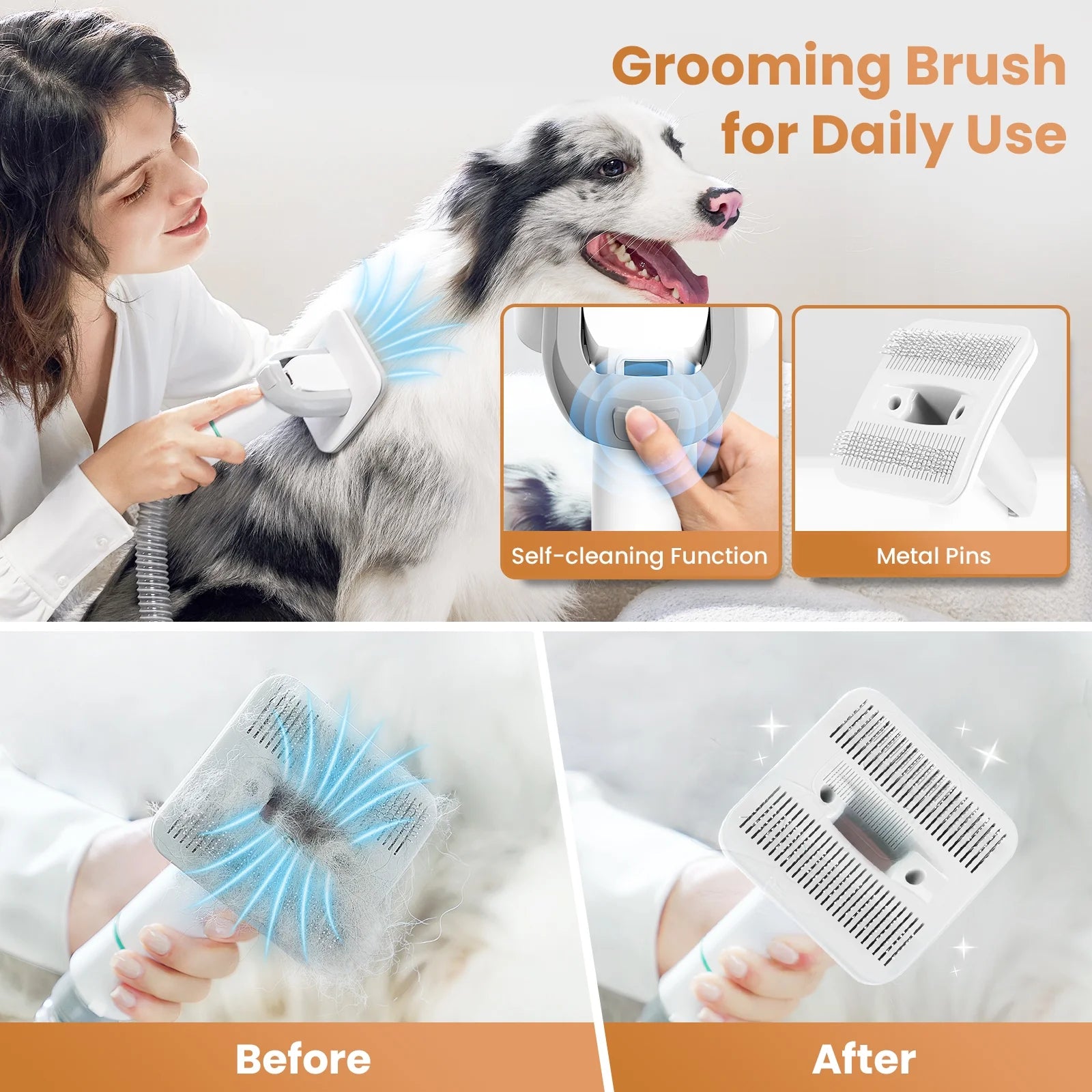 Pet Grooming Kit & Dog Hair Vacuum, Dog Grooming Kit Suction 99% Pet Hair, Large Dust Cup Pet Hair Vacuum with Clipper for Dogs, 5 Pet Grooming Tools for Shedding Pet Hair