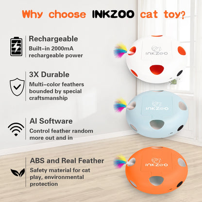 Interactive Cat Toys with USB Rechargeable, Automatic Cat Wand Toys for Indoor Cats